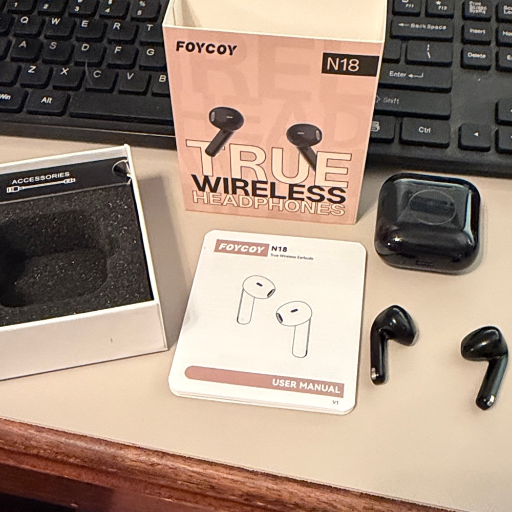 N18 Black True Wireless Earbud Headphones